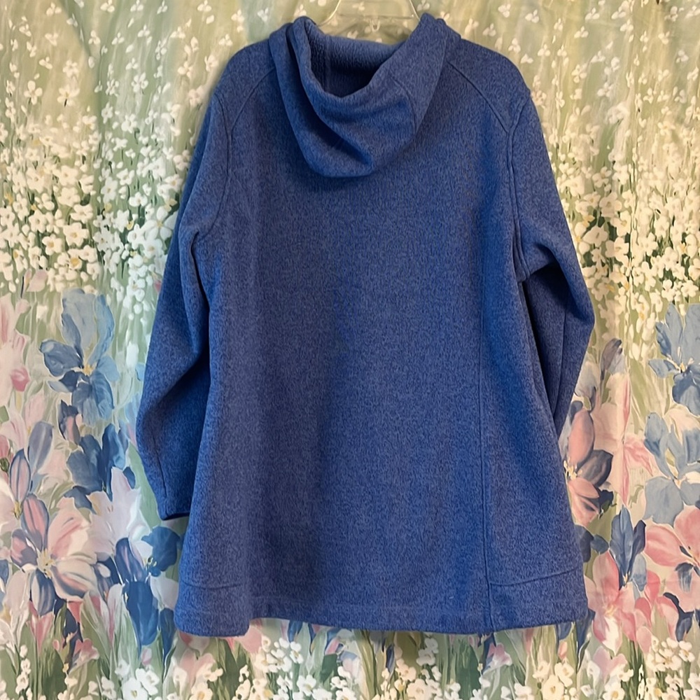 Lands End blue hooded sweatshirt with double zipper size 2X - Picture 2 of 8